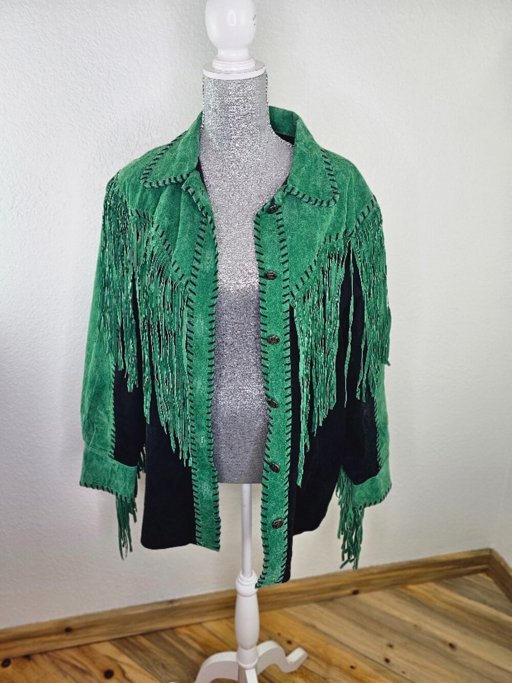 Bob Mackie Vintage Wearable Art Suede Leather Jacket Size Large - Picture 2 of 8
